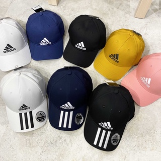 ADIDAS 老帽 LOGO 硬帽 三條線 電繡 logo cap 鴨舌帽 黑 藍 白 老帽 彎帽