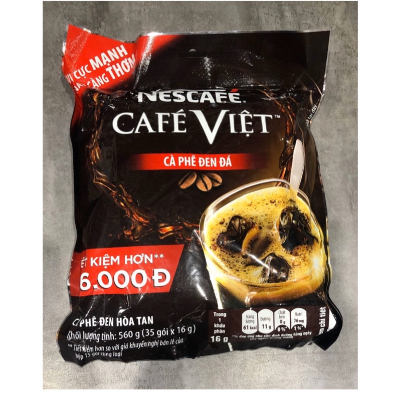 越南進口 NESCAFE CAFE VlET 雀巢二合一黑咖啡速溶冰/熱飲咖啡包。16g/35小包/560g/1袋。現貨