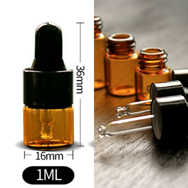 1ml 精美玻璃滴管瓶 精油瓶空瓶  試用裝小樣分裝瓶