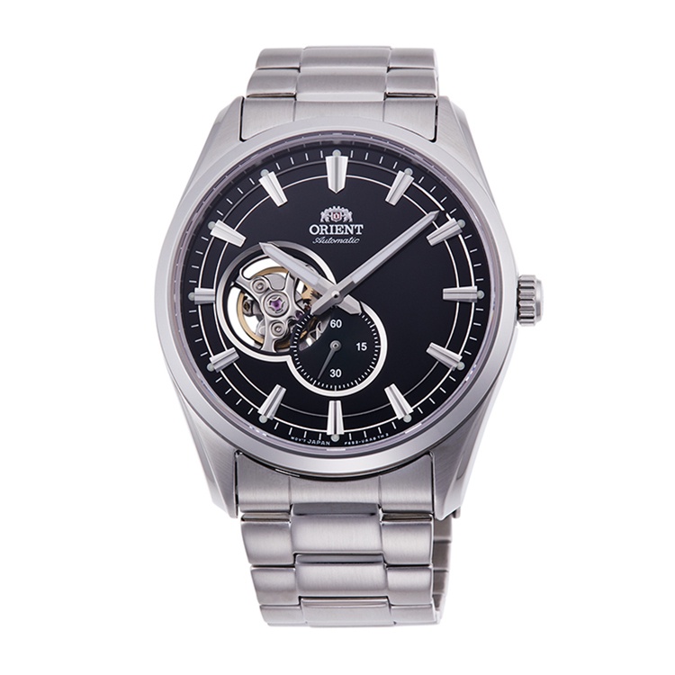 【ORIENT 東方錶】ORIENT 東方錶 SEMI-SKELETON系列 藍寶石鏤空機械錶 鋼帶款 黑色-40.8m