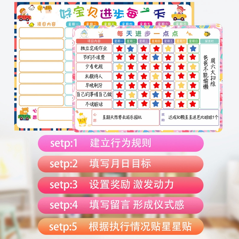 計劃表 自律表 優力優兒童成長自律表獎勵墻貼家用作息時間管理表磁性寶寶自律神器打卡計劃表學習墻貼記錄表好習慣養成