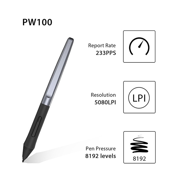 HUION PW100 手写笔，适用于绘王 Inspiroy H640P H950P H1060P H610Pro