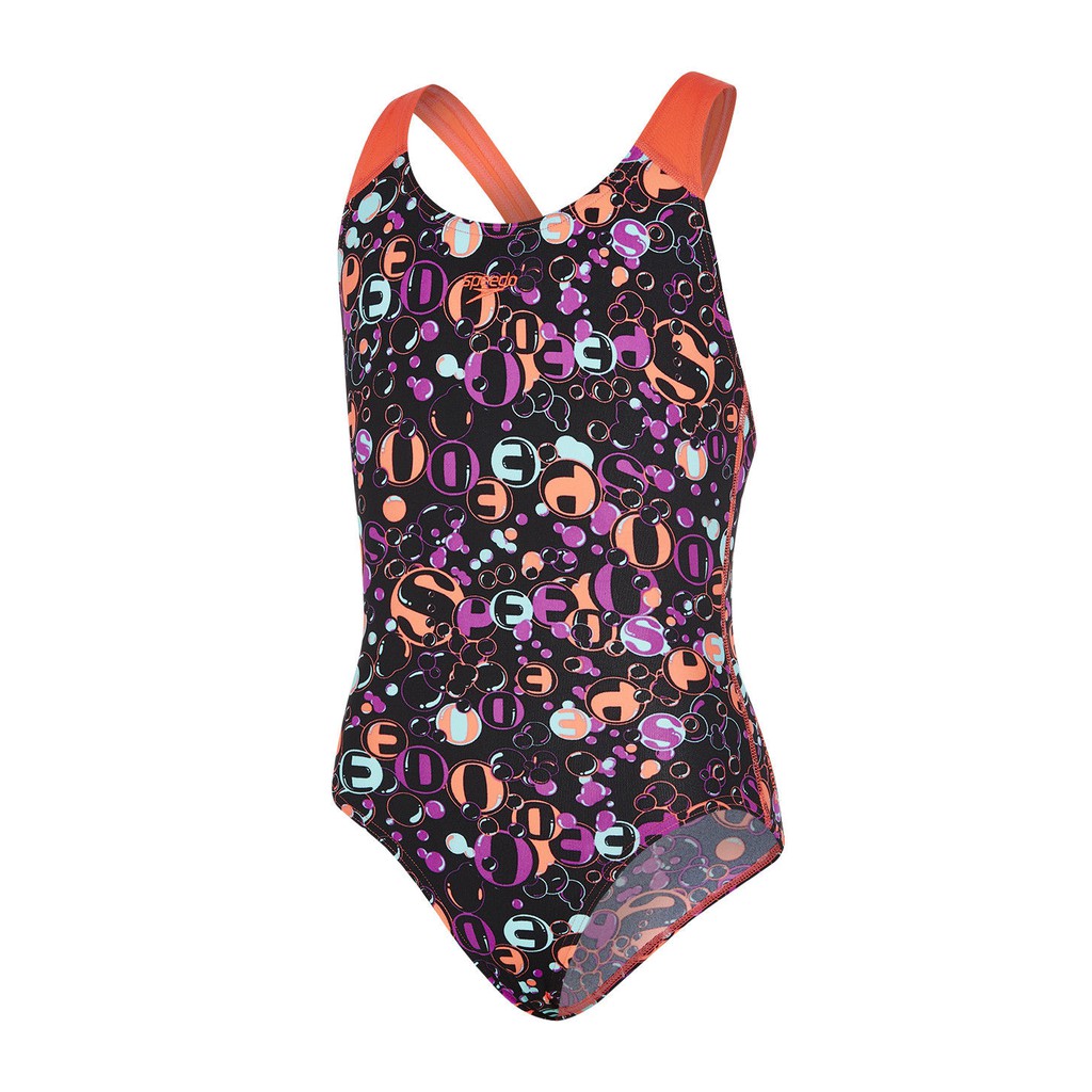 SPEEDO Funsplash AL SB女孩連身泳裝 ENDURANCE+ 黑紫