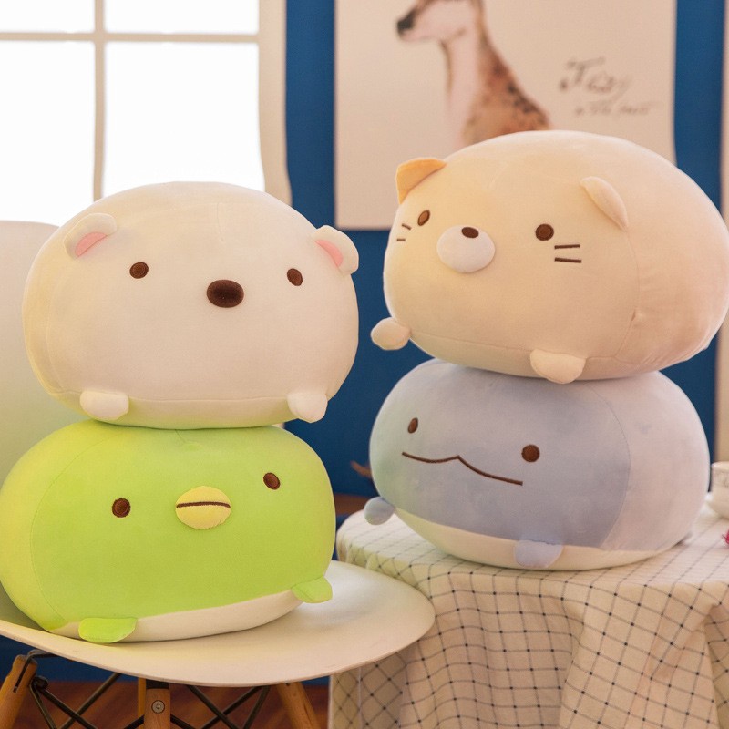 Gdmmcc 日本角落生物san X 白熊猫咪羽絨棉麻糬抱枕企鹅水龙毛絨公仔午休枕午睡枕 蝦皮購物