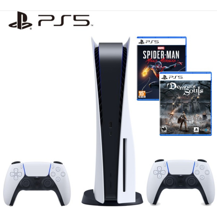 PS5 同捆組合 （PS5光碟版主機＋PS5手把＋ PS4漫威蜘蛛人＋PS5惡魔靈魂）（限定買家下標）