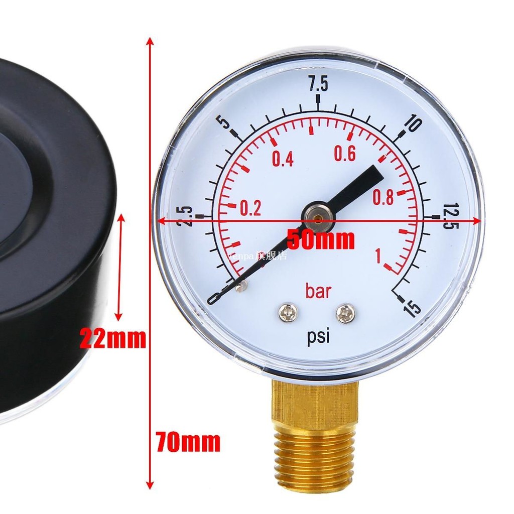 Pressure GaugePlumbing & Heating1/4" BSP 0-10 bar 0-140 psi 
