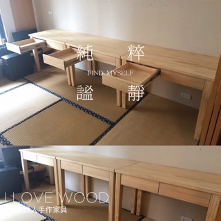 ◐123木頭人手作傢俱◑ 100%松木榫接雙抽書桌