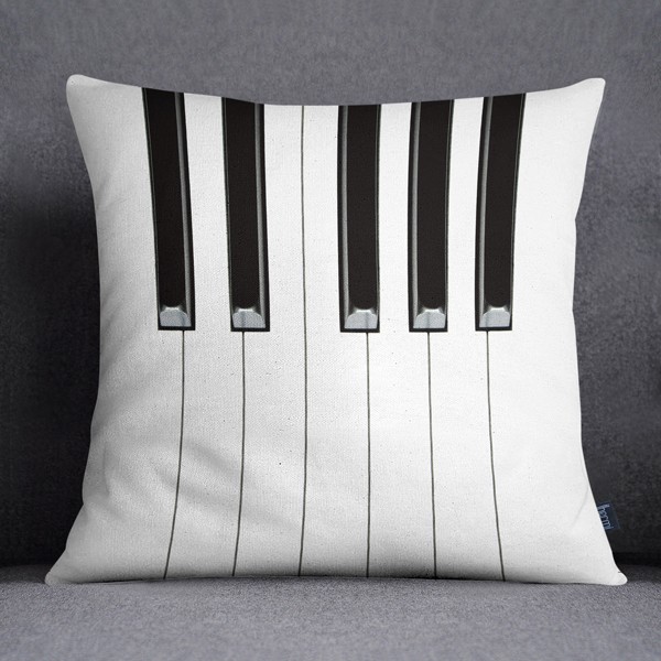 鋼琴鍵B款 抱枕套 45cm 台灣製造 文創素材風格 極細緻印染技術 靠墊 腰靠 頭枕