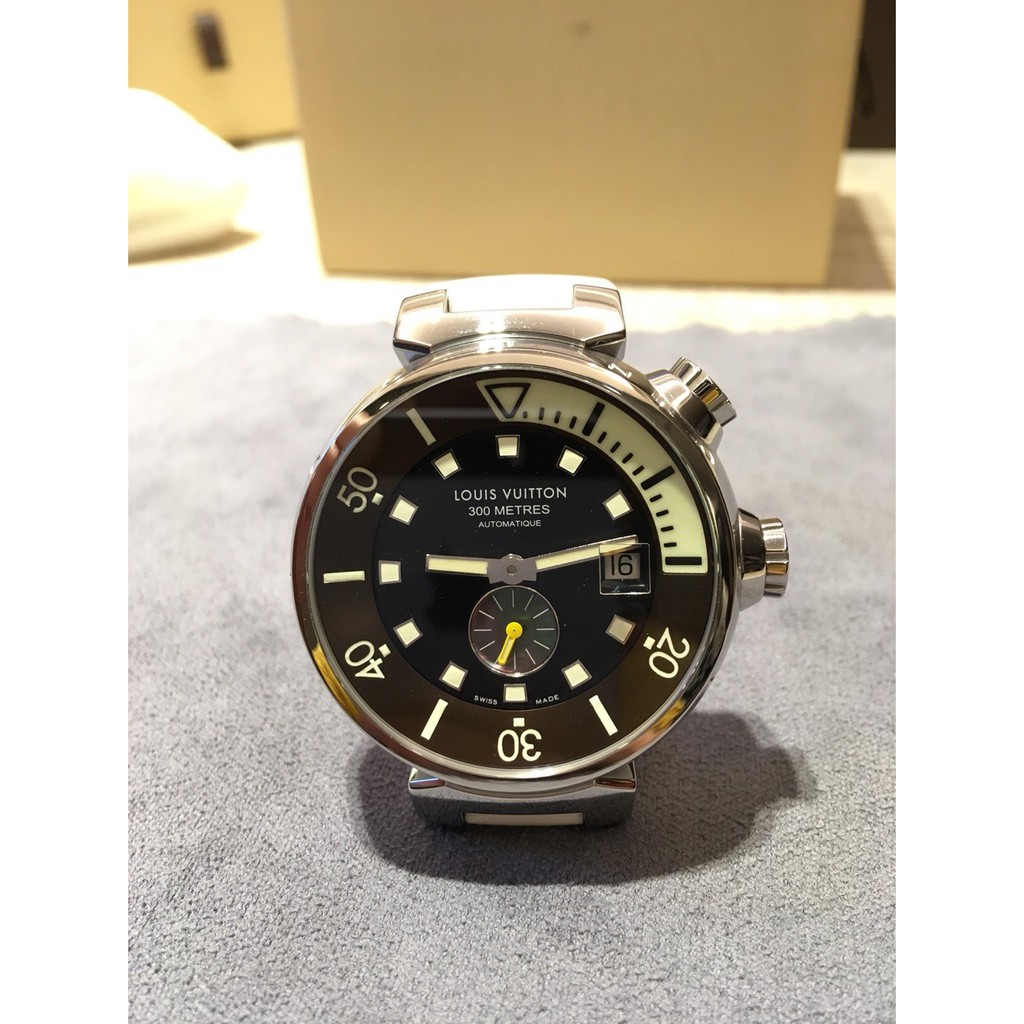 保證二手真品 Louis Vuitton LV 路易威登 Tambour Q10310 潛水自動上鍊機械錶 44mm