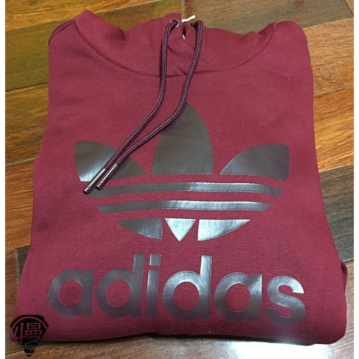 【慢半拍】Adidas Originals Hoodie 酒紅 帽T 大logo angela 型號CE1004