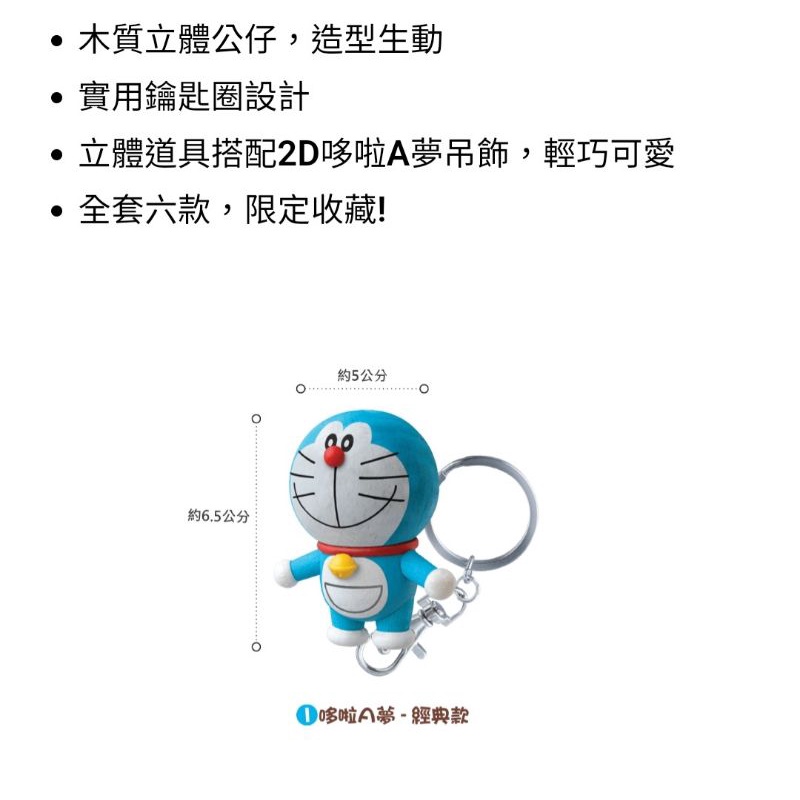 7-11 哆啦a夢 Doraemon 集點 木頭立體公仔鑰匙圈 經典款