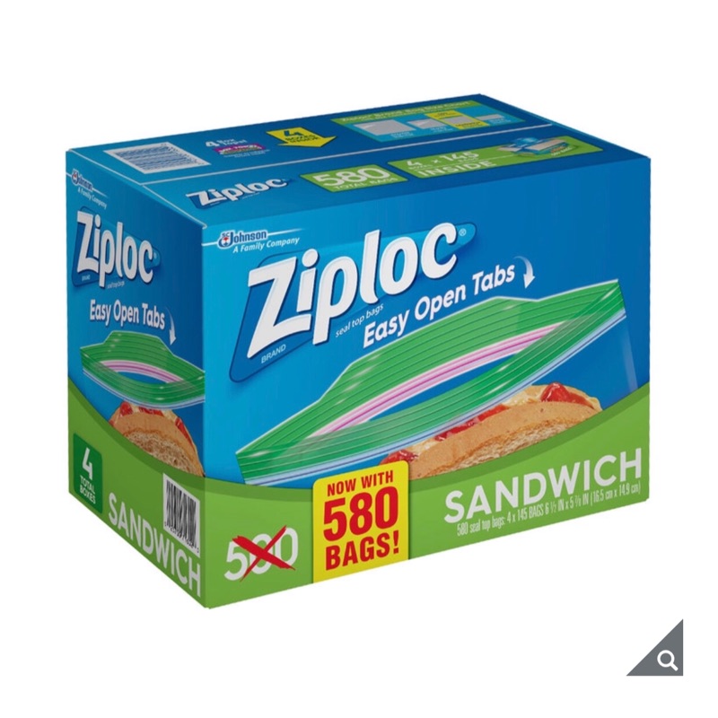（宅配免運）保鮮袋（580入x2盒）Ziploc 可封式三明治保鮮袋