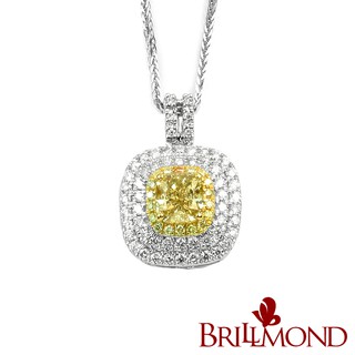 【BRILLMOND】GIA 天然鑽石 1克拉Fancy Yellow PT950鉑金 彩鑽墜 極致豪華