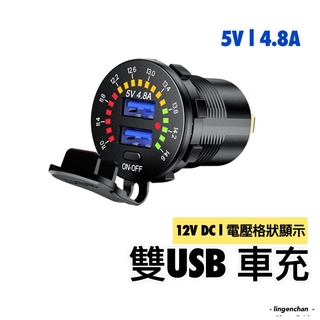 USB車充 D2UP20 電壓顯示版 雙U快充 12-24V 雙孔4.8A 充電器 彩屏顯示 汽車機車充電座 MQC