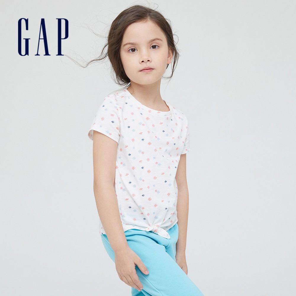 Gap 女童裝 可愛印花透氣短袖T恤-白色(673484)