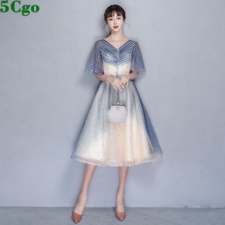 5cgo含稅促銷雙肩吊帶仙女小晚禮服裙女宴會氣質平時可穿主持禮服短款仙氣學生 t615431048998