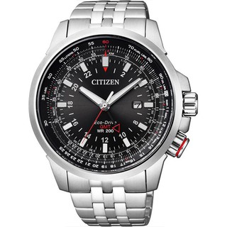 CITIZEN 星辰 BJ7071-54E 飛行兩地時間光動能腕表 /黑面 46mm