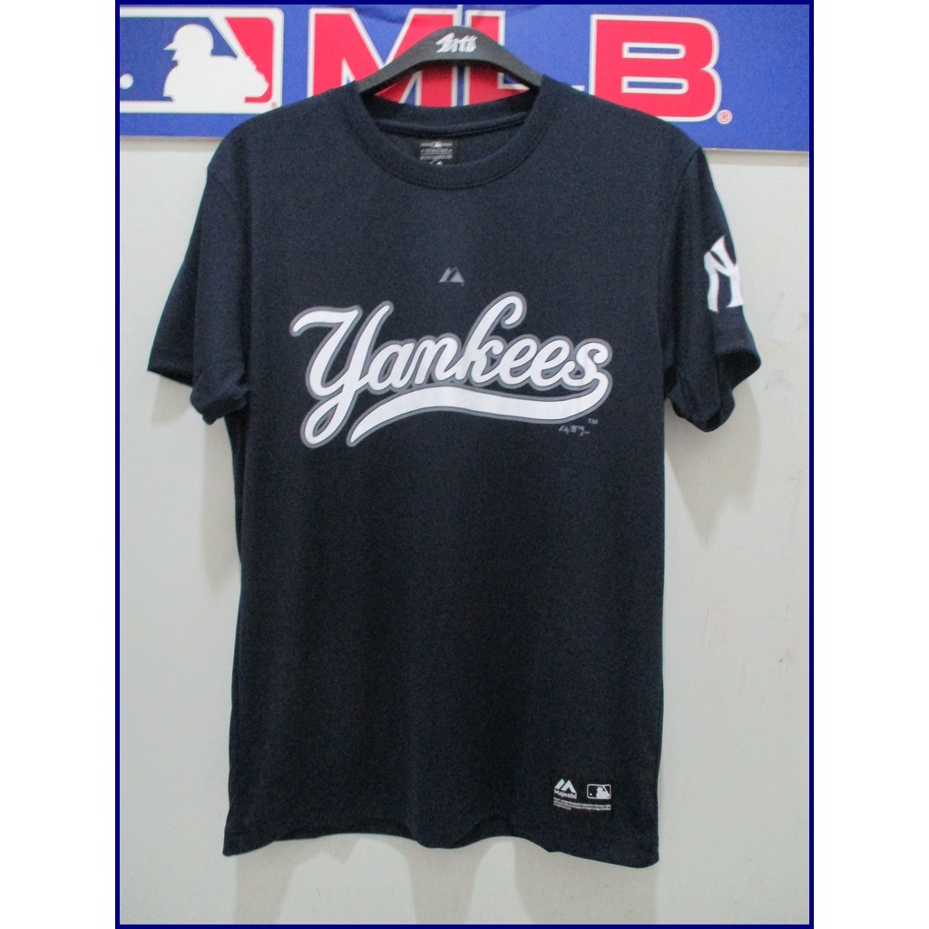 MLB majestic 美國大聯盟 洋基隊 印花圓領吸濕排汗衫 深藍 6030215-580