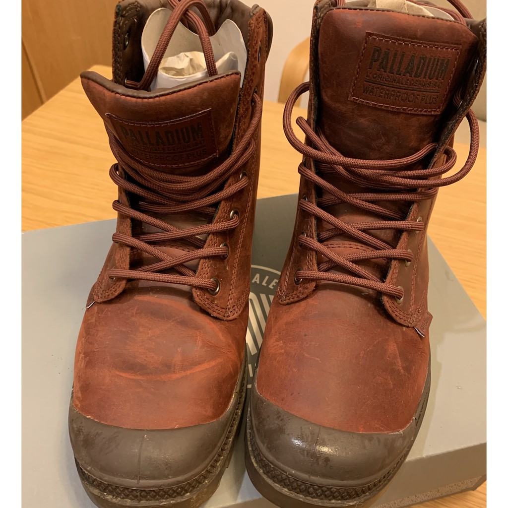 PALLADIUM PAMPA CUFF WP LUX 酒紅色 麂皮 防水 法國軍靴 中性款 9成新(baozyi賣場）