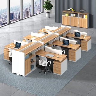 優質新品 可訂製 議價 安裝 發票 職員 辦公桌椅組合 簡約現代4人卡座 工位屏風隔斷 6人財務桌子 辦公室