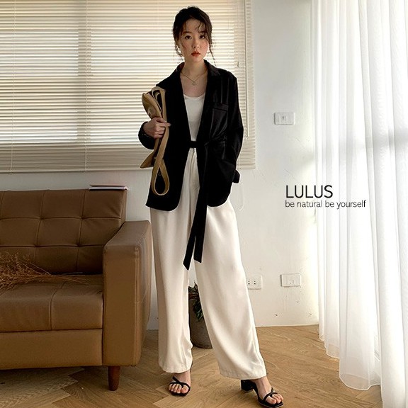 LULUS-Y抓皺綁帶西裝外套-３色【03190079】