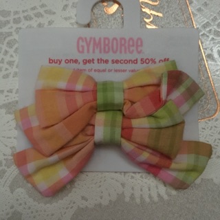 全新美國正品 Gymboree 彩色格子蝴蝶結安全髮夾
