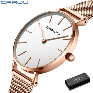 CRRJU新款情人手錶男士頂級品牌奢華時尚女士簡約腕錶不銹鋼男士手錶防水石英鐘 2185