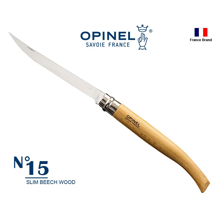 Opinel法國不銹鋼折刀細長款 No15 櫸木刀柄,法國製造【OPI000519】