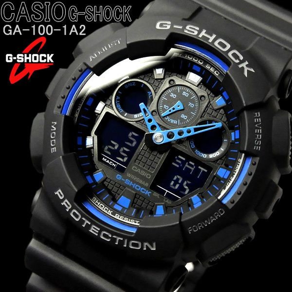 &lt;秀&gt;CASIO專賣店公司貨附保證卡及發票 G-SHOCK3D錶盤GA-100-1A2 黑藍色 粗獷風格