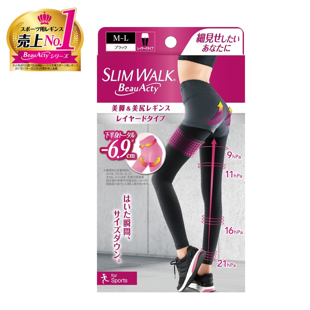 WINI代購－【現貨】日本 SLIMWALK 運動美腿壓力褲  內搭九分褲 燃脂 美腿美臀 塑形褲