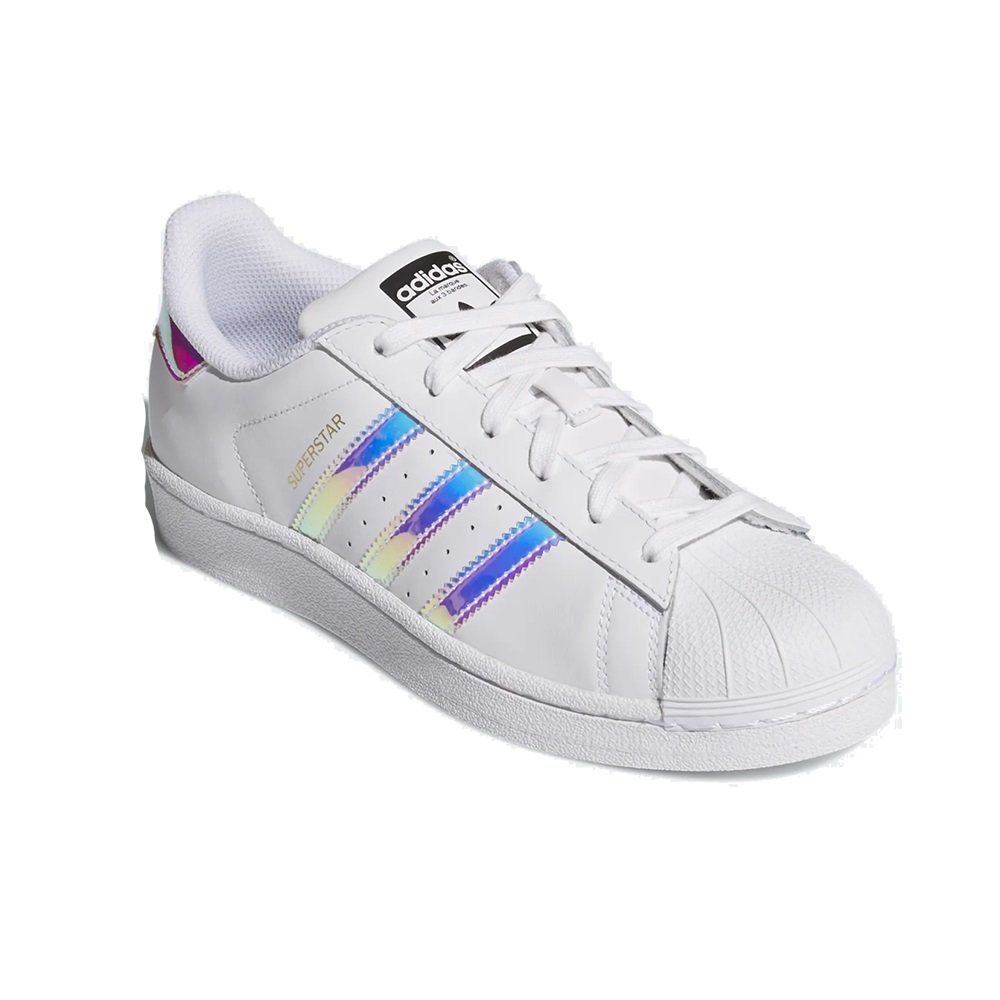 【菁炭元素】ADIDAS SUPERSTAR J IRIDESCENT 仙杜瑞拉 白彩虹 AQ6278-22.5cm