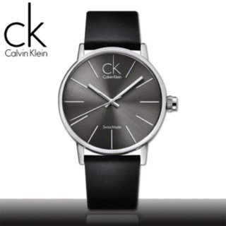CK Swiss made 經典 大錶面 黑款 素面 手錶 皮帶