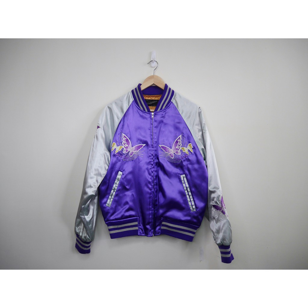 「蔣柒」Hoshihime 星姬 日本製 蝴蝶刺繡 橫須賀 刺繡外套 古著 老品 現貨 藍紫色 棒球外套