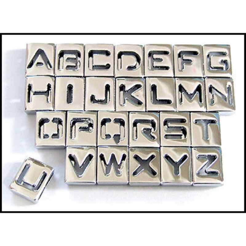 鏤空方塊銀飾英文字母手環DIY