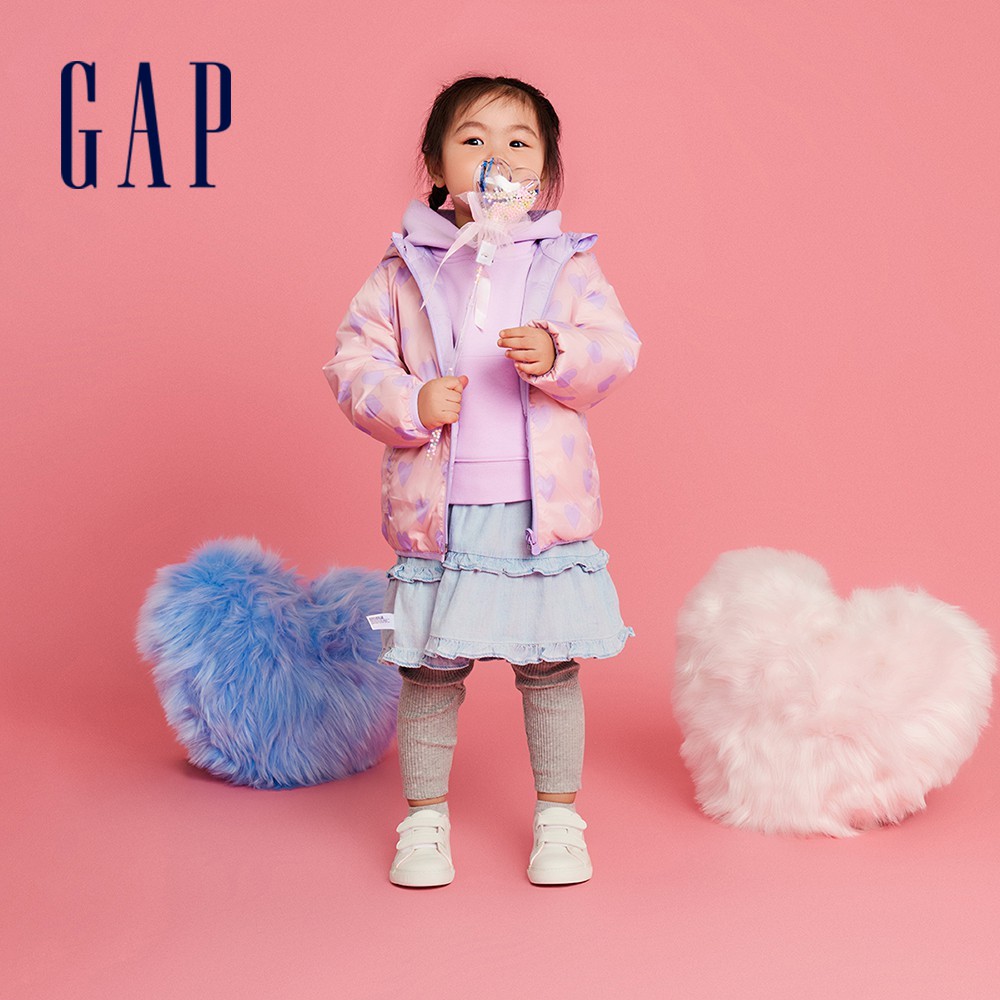 Gap 兒童裝 雙面穿連帽羽絨外套 大絨朵羽絨系列-淡紫色(703935)