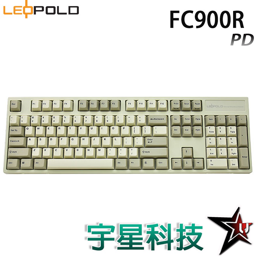 Leopold FC900R PD 復古白灰 雙色鍵帽版 PBT二射成型字體正刻英文 宇星科技