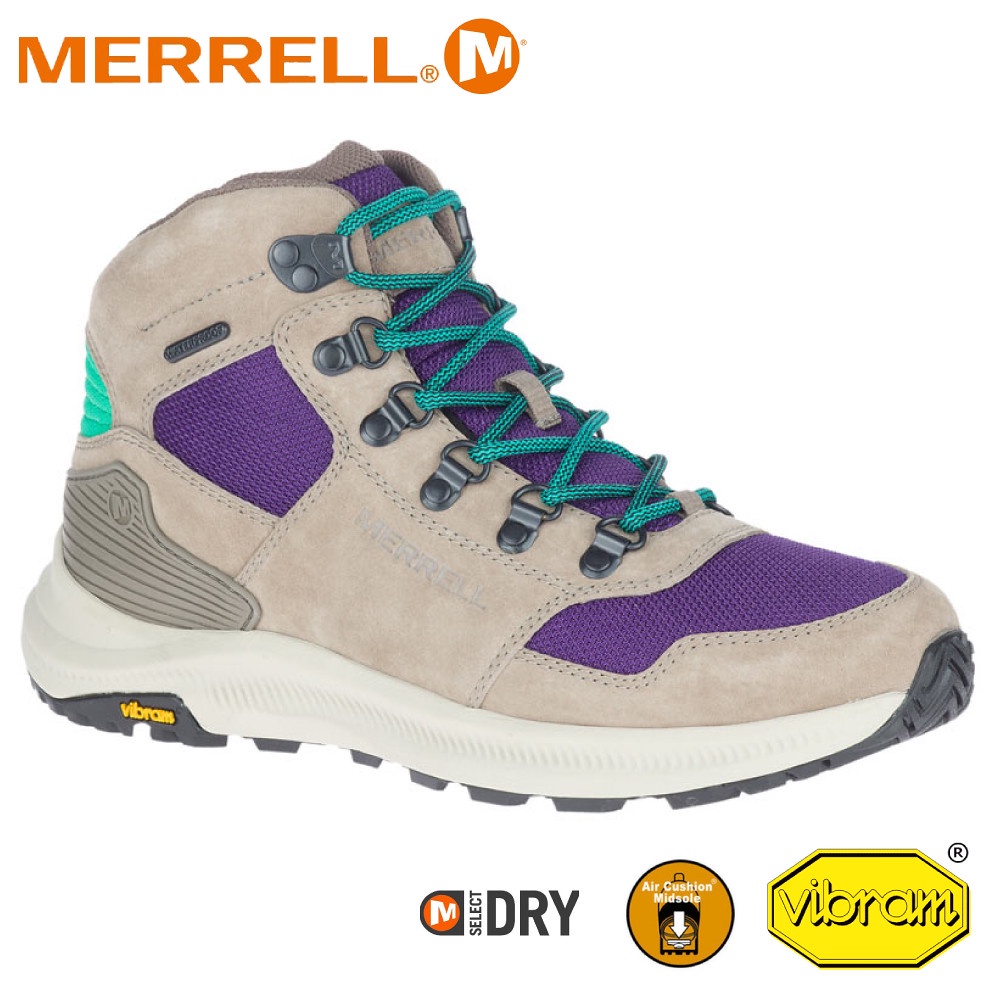 【MERRELL 美國 女 ONTARIO 85 MESH MID防水透氣登山健行鞋《淺棕/深紫》】ML500126