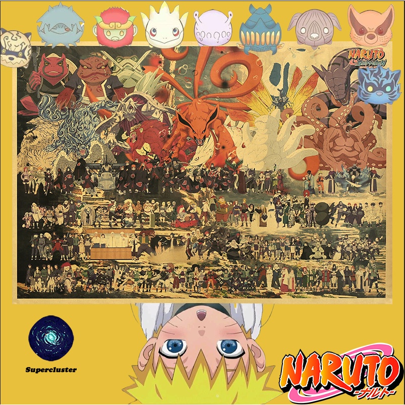 Naruto《all》限定復古海報動漫牛皮紙壁紙牆海報畫70.5*50cm