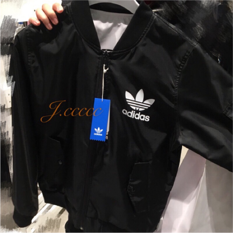 J.ccccc🔸Adidas Originals 黑白 三葉草 防風 防潑水 雙面穿 男 飛行外套 CZ1757