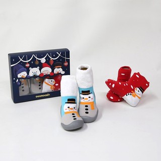 GGOMOOSIN 聖誕禮盒系列 聖誕小雪人學步鞋+嬰兒襪/襪鞋【麗兒采家】