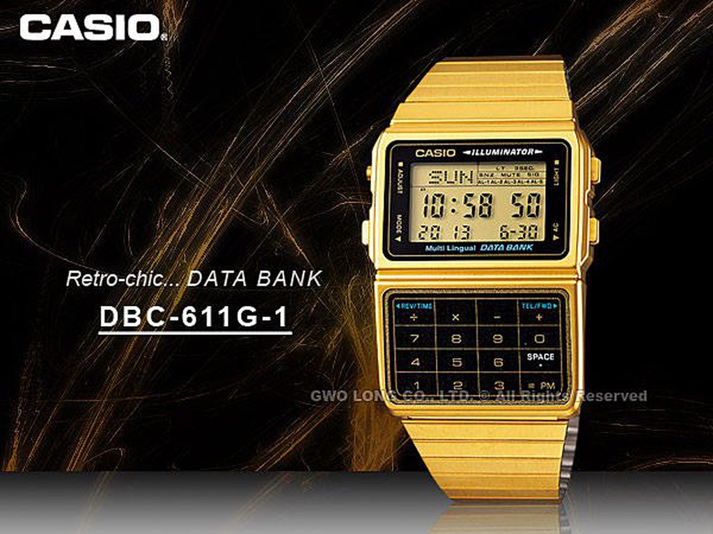 CASIO   DBC-611G-1D 電話記憶計算機錶  25組電話記憶錶 DBC-611G 國隆手錶專賣店