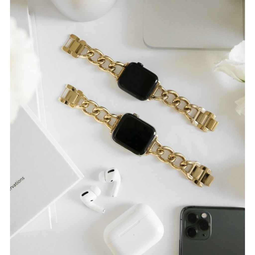 Apple Watch 不鏽鋼鎖鍊錶帶（金色/銀色/玫瑰金）