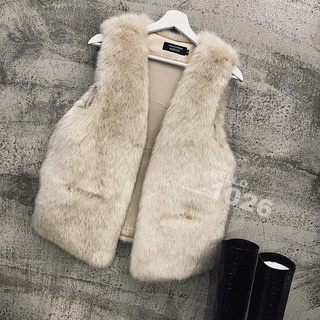 ++1026++歐美氣質 皮草毛毛背心 保暖加厚澎澎兔毛毛海背心 水貂毛毛絨披肩罩衫 無袖外套大衣 狐狸毛長版毛毛背心
