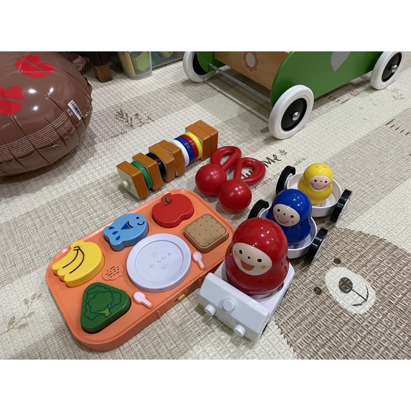 巧虎 二手玩具教具（幼幼）火車、三明治積木、手搖鈴、語音餐盤