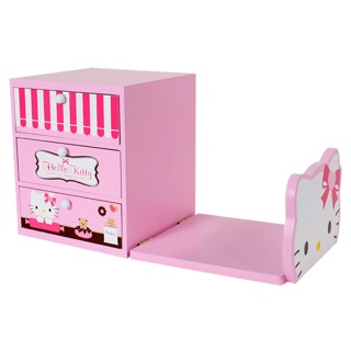 【羅曼蒂克專賣店】新款優惠價 正版 木製 Hello Kitty 書架收納盒 KT-1003