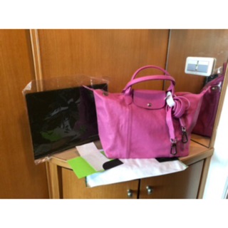 Longchamp M號 1515 小羊皮 泡泡粉 媽媽包 公事包 A4可 斜背包 手提包 肩背包 正品