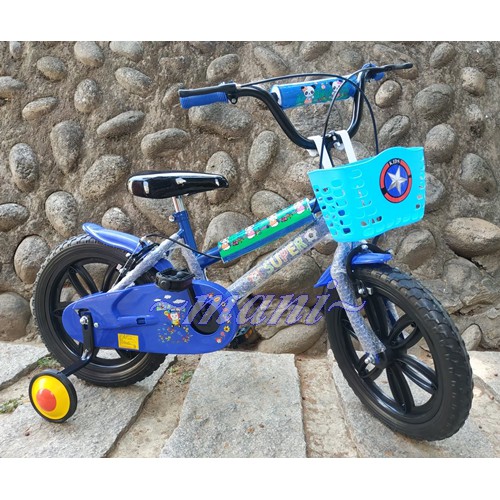 16吋兒童腳踏車 MIT台灣製 ◎臀寬座墊 ◎  ☆曼尼☆ 黑座 熊貓 腳踏車可愛掛藍 輔助輪.雙管加強