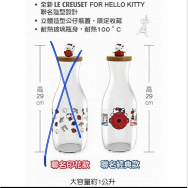 7-11 LE CREUSET Hello Kitty 聯名經典款 耐熱玻璃水瓶