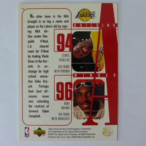 ~ Kobe Bryant ~名人堂/小飛俠/黑曼巴/柯比·布萊恩 1996年UD.新人年.湖人隊.球員卡