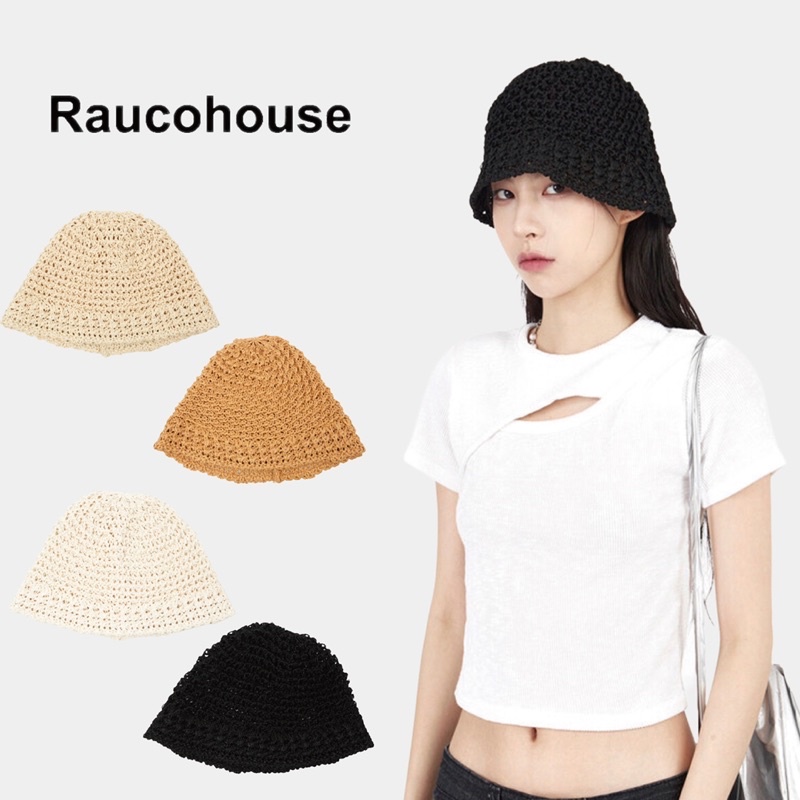 【JIN】韓國 Raucohouse 素面針織簍空漁夫帽 帽款 漁夫帽 素面 針織 簍空 搭配